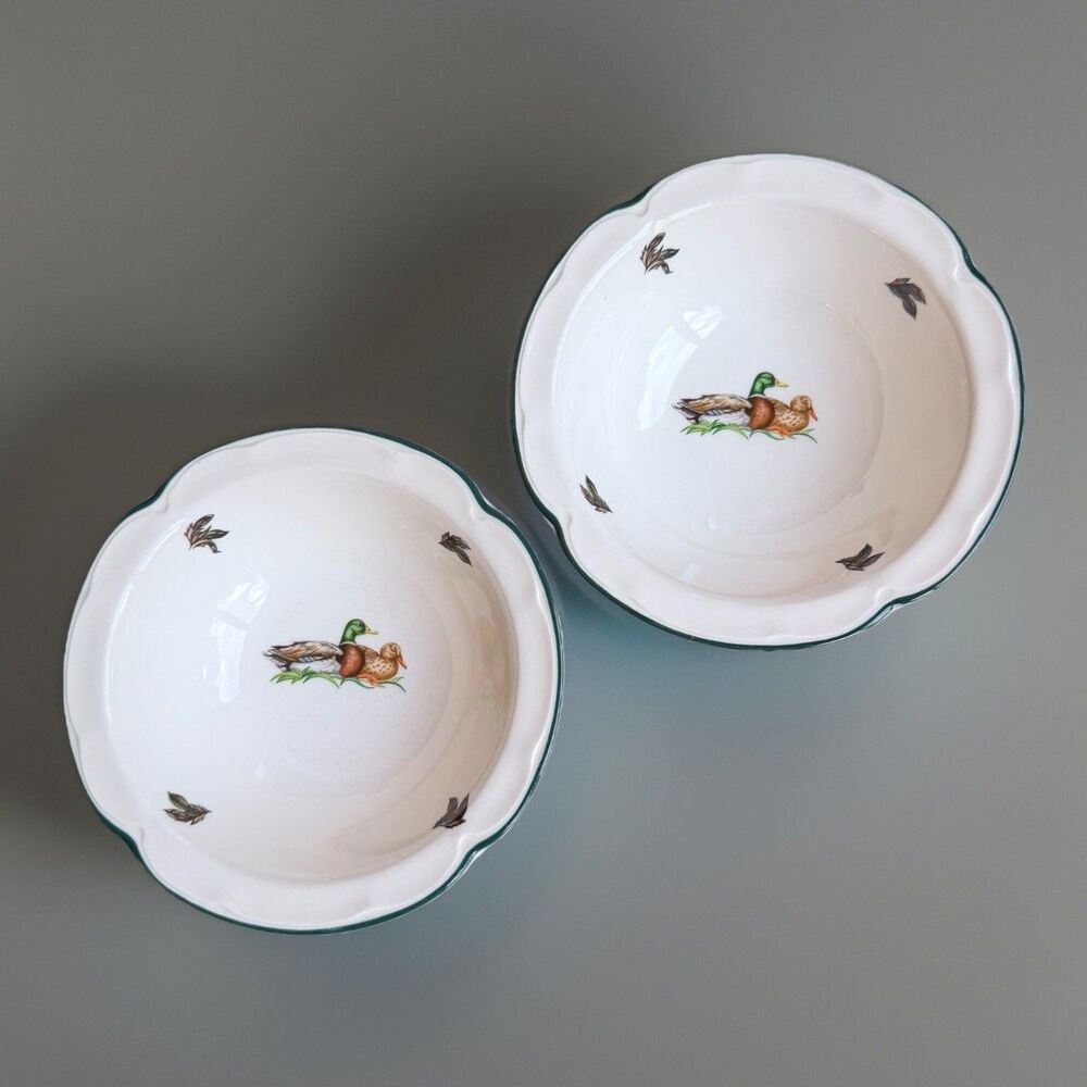 2 BROOKSHIRE by Johnson Brothers Cereal Bowls Game Birds Ducks Lodge 10.5"